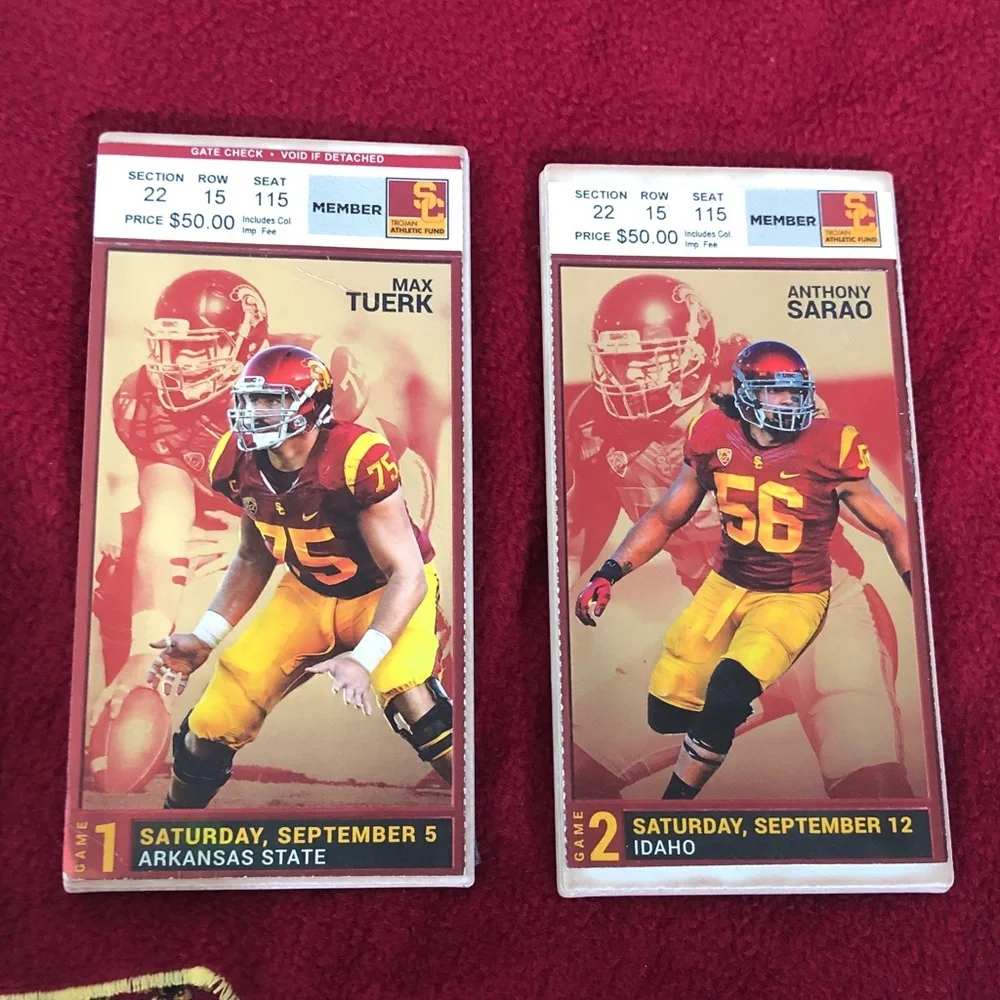 USC Trojans Fan Collectible Bundle 2 keychains, football pins,mug, blanket ticke - Picture 4 of 16